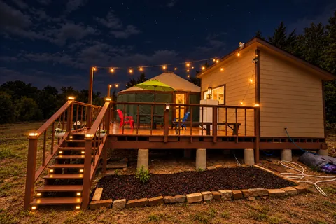 Yurt deck at night