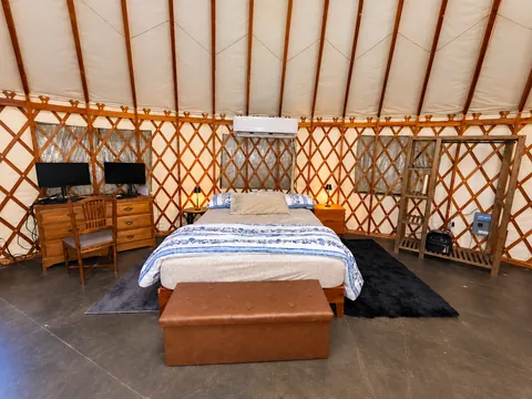 Sleeping area in the yurt